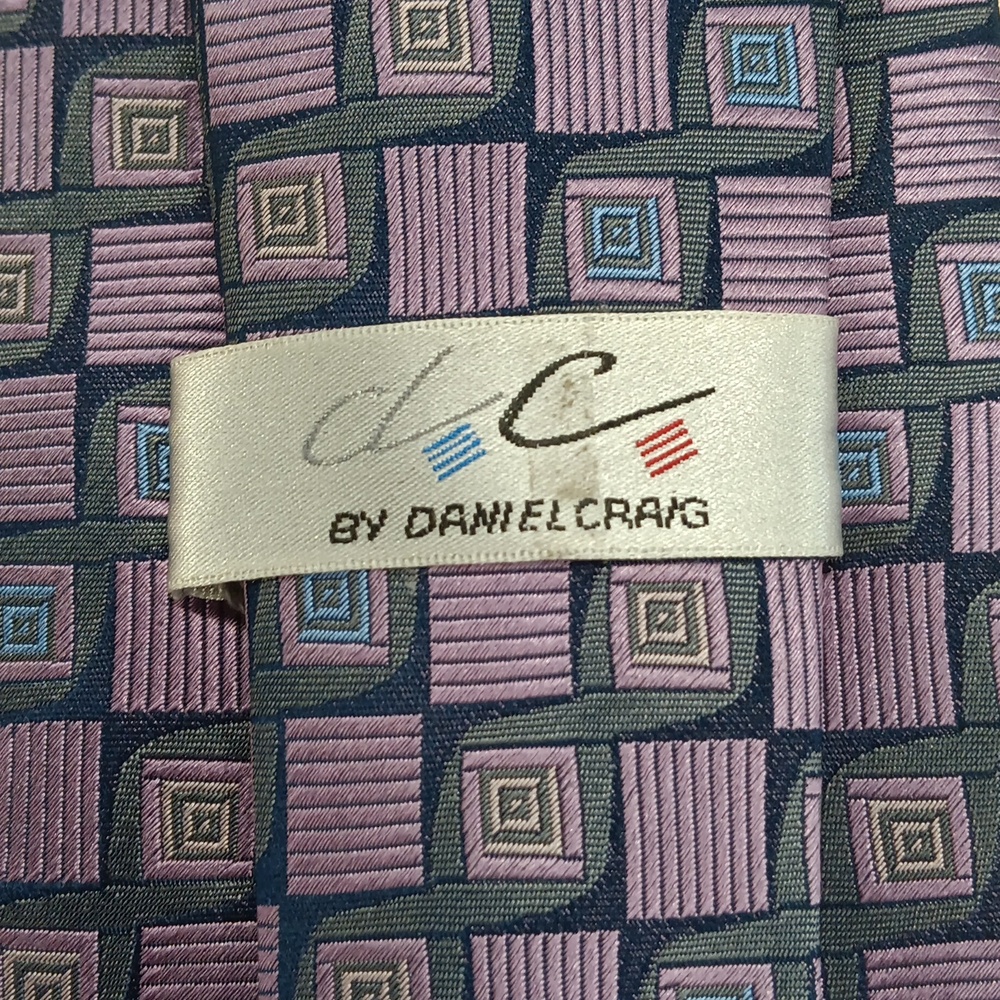 Geometric Patterned Tie in Purple and Blue - Picture 3 of 4